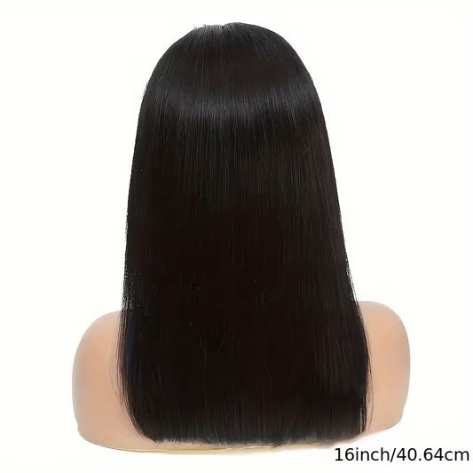Bone Straight Bob Human Hair Wig – 4×4 Transparent Lace Closure | Natural Colour